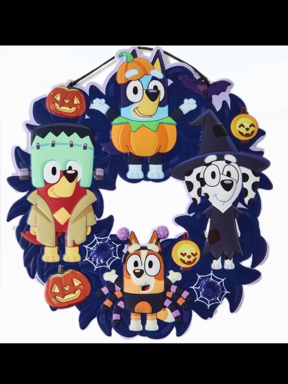 NWT Bluey Halloween Wreath – 15″ Door/Wall Decoration, Multicolor by Ruz